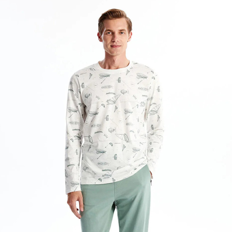 تی شرت آستین بلند مردانه ال سی وایکیکی مدل W4HV12Z8