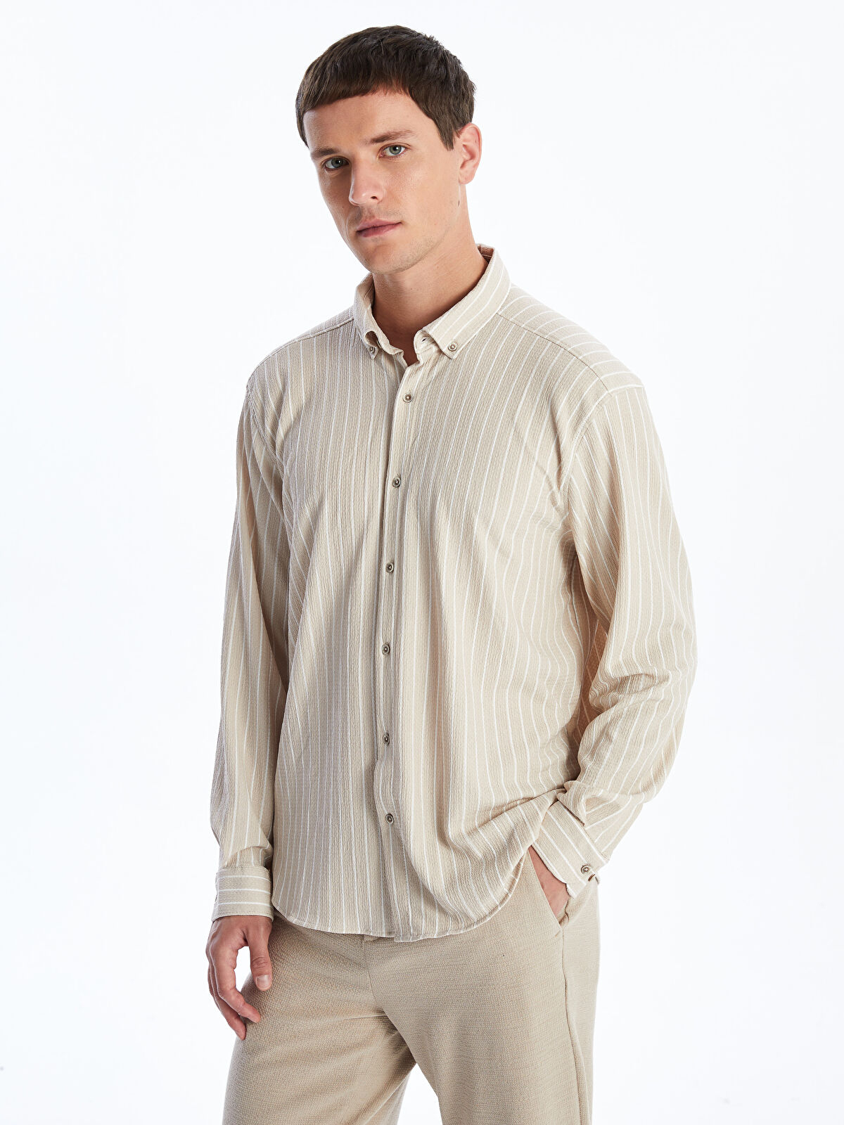  پیراهن آستین بلند مردانه ال سی وایکیکی مدل W43372Z8 