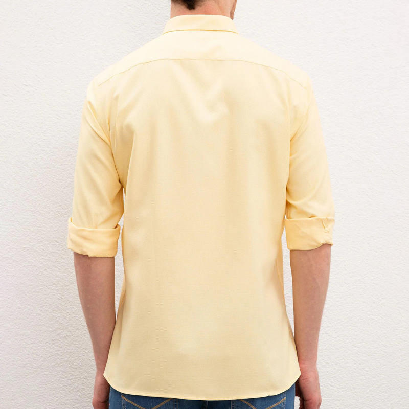  پیراهن مردانه آستین بلند زرد پولو 
