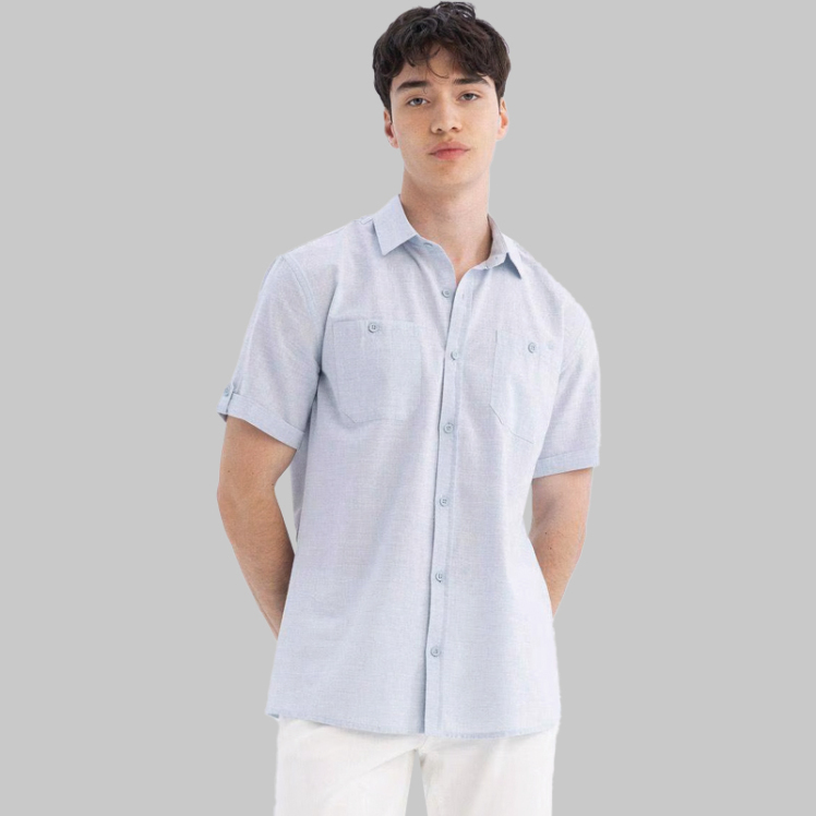 پیراهن آستین کوتاه یقه انگلیسی مردانه دفکتو مدل C4117AXGR451