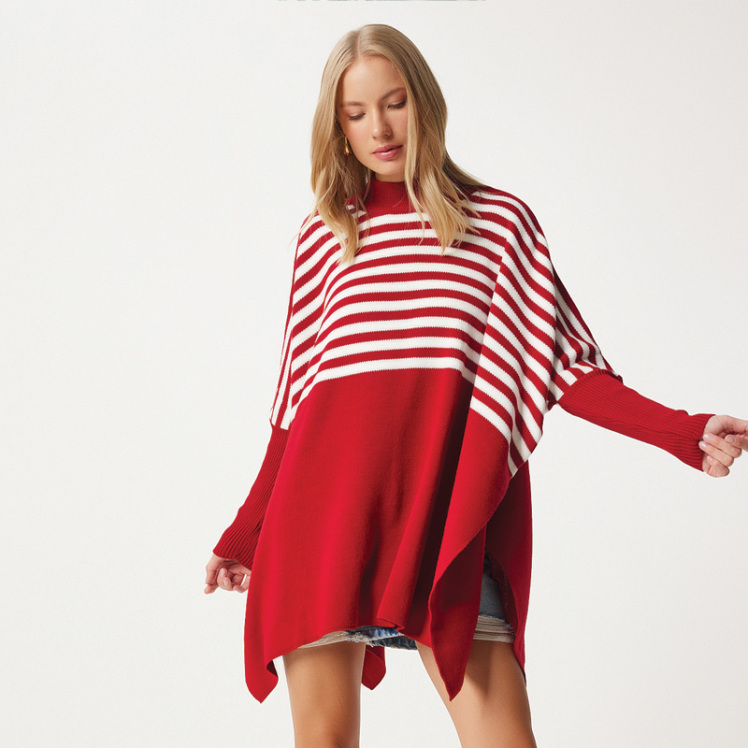 پانچو بافت اورسایز هپینس ایستانبول مدل DD01336G