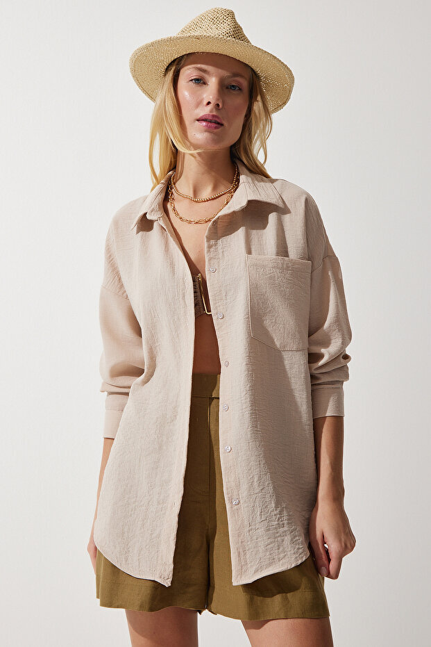 شومیز اورسایز زنانه هپینس ایستانبول مدل Ldd0009