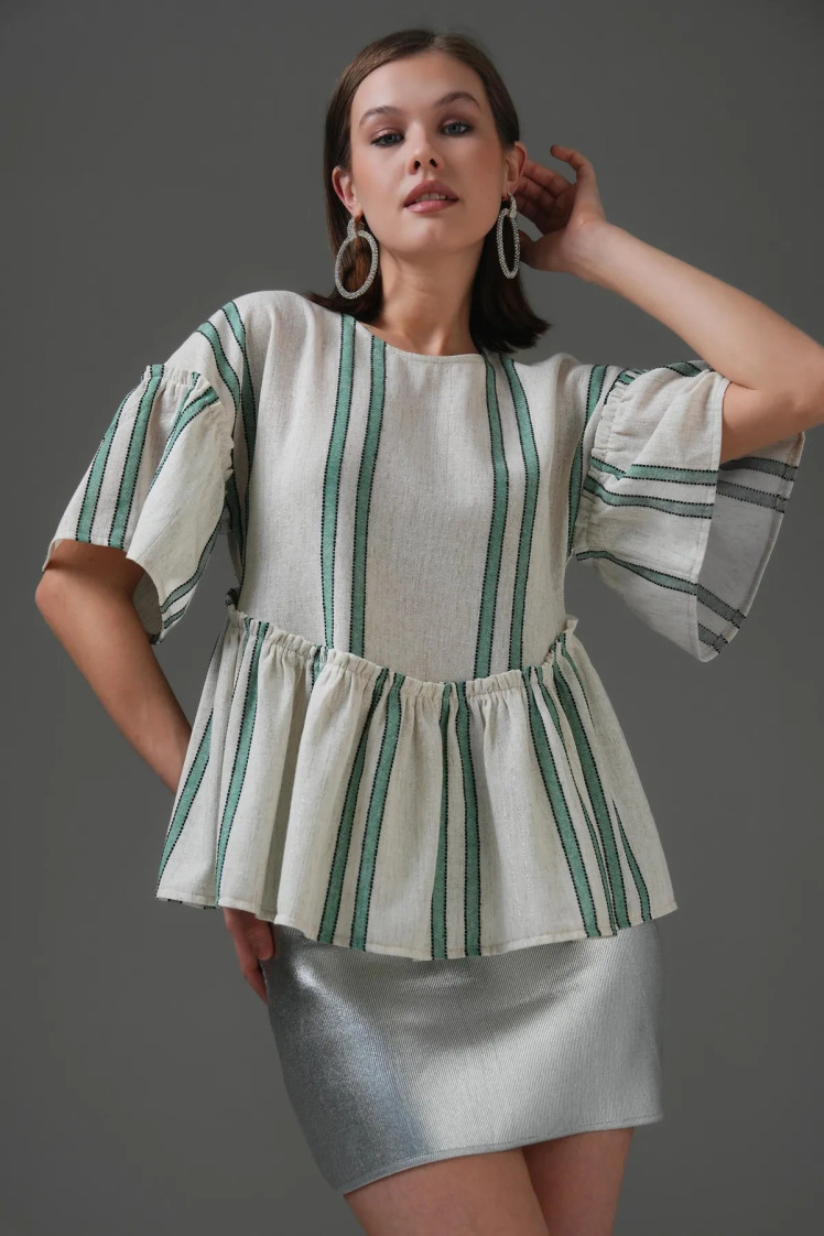 بلوز آستین کوتاه یقه گرد زنانه سعاده مدل MYA224